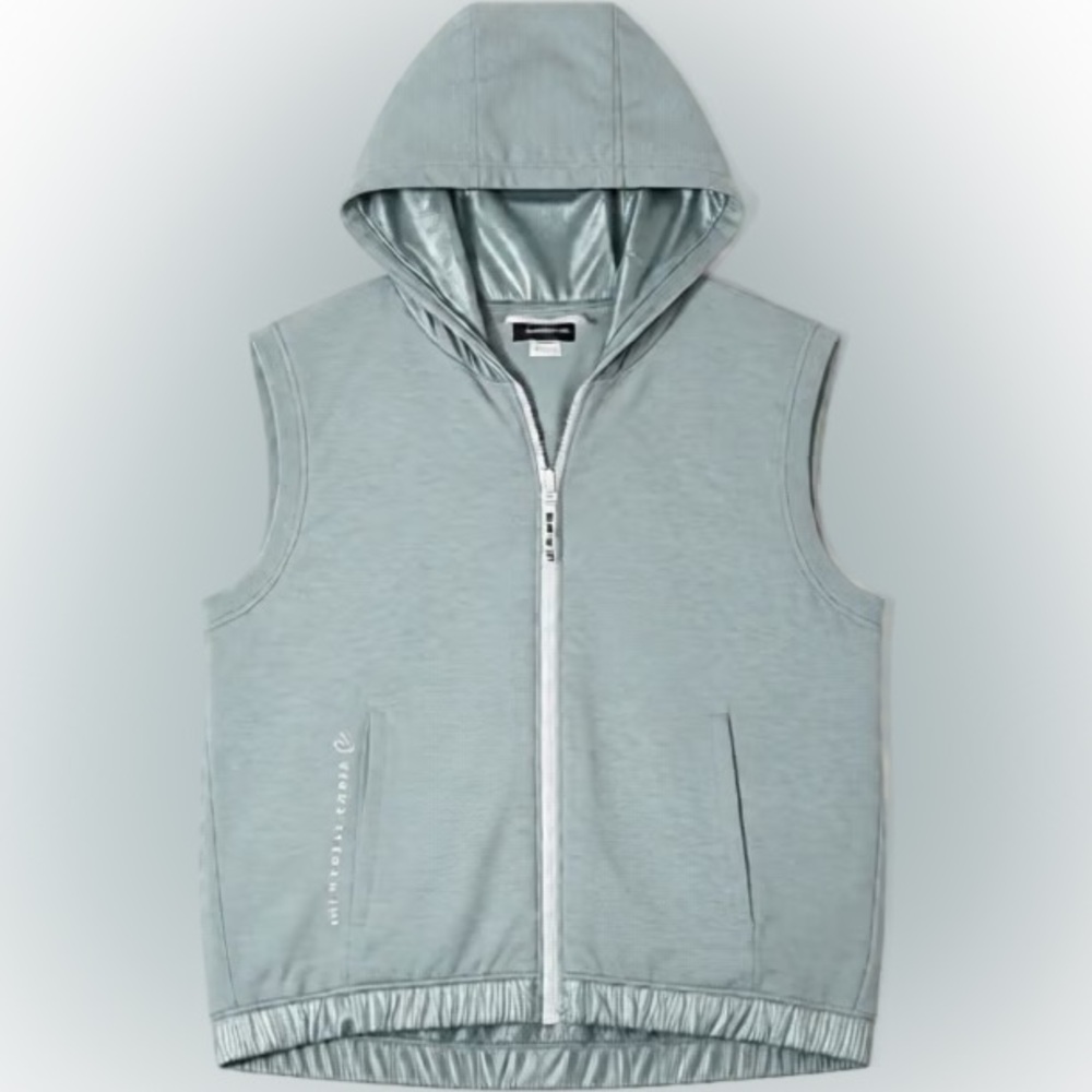 Athleta Light Teal Sleeveless Vest Hoodie